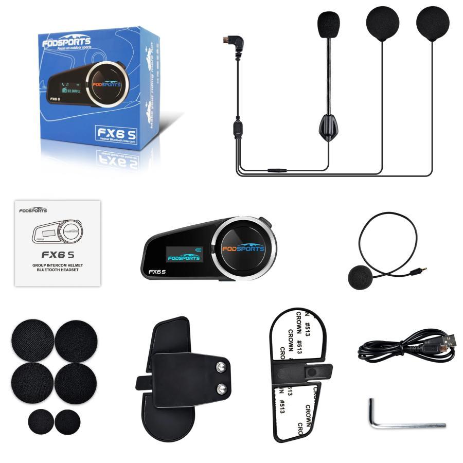 FODSPORTS fodsports バイク インカム FX6 S ヘルメット 6人同時通話