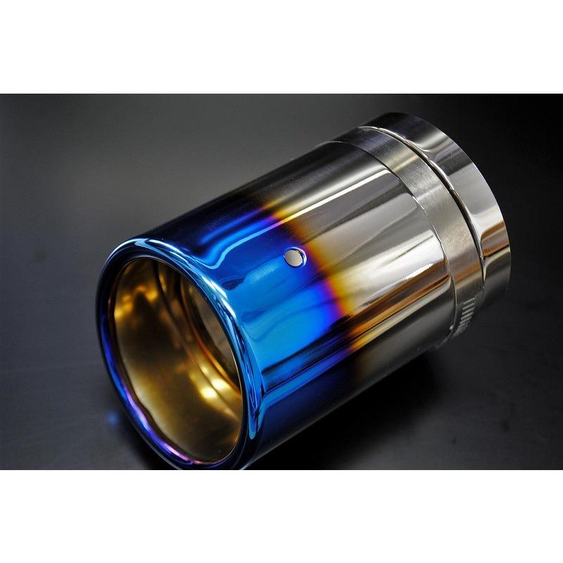 汎用品 マフラーカッター 80mm ブルー 焼色 1本 鏡面 高純度SUS304