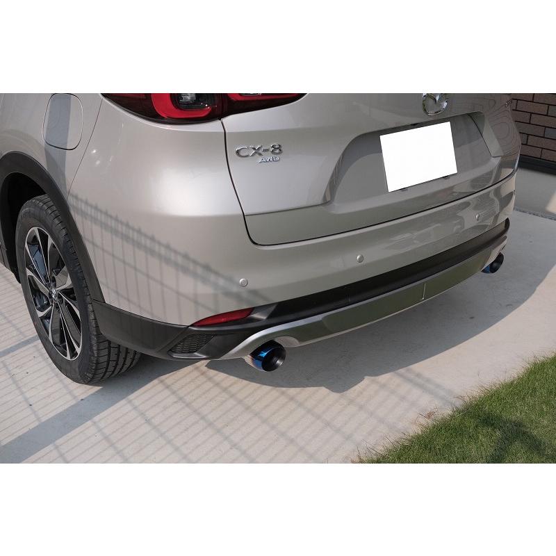 CX-8 ユーロ マフラーカッター 100mm ブルー 耐熱ブラック塗装 2本 