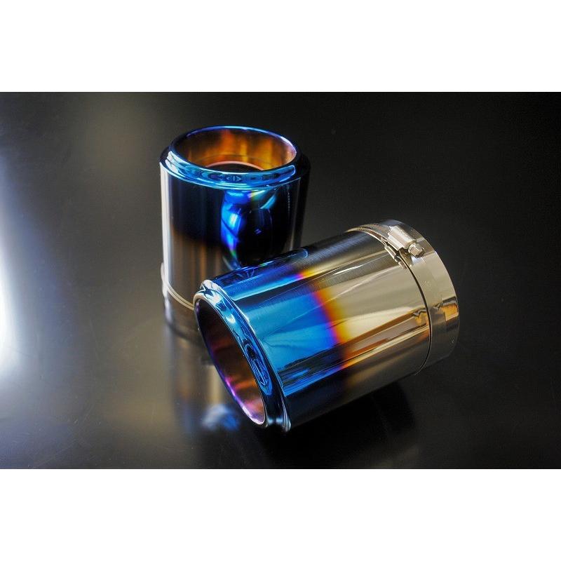 フォレスター SJ テーパー マフラーカッター 100mm ブルー 焼色 2本