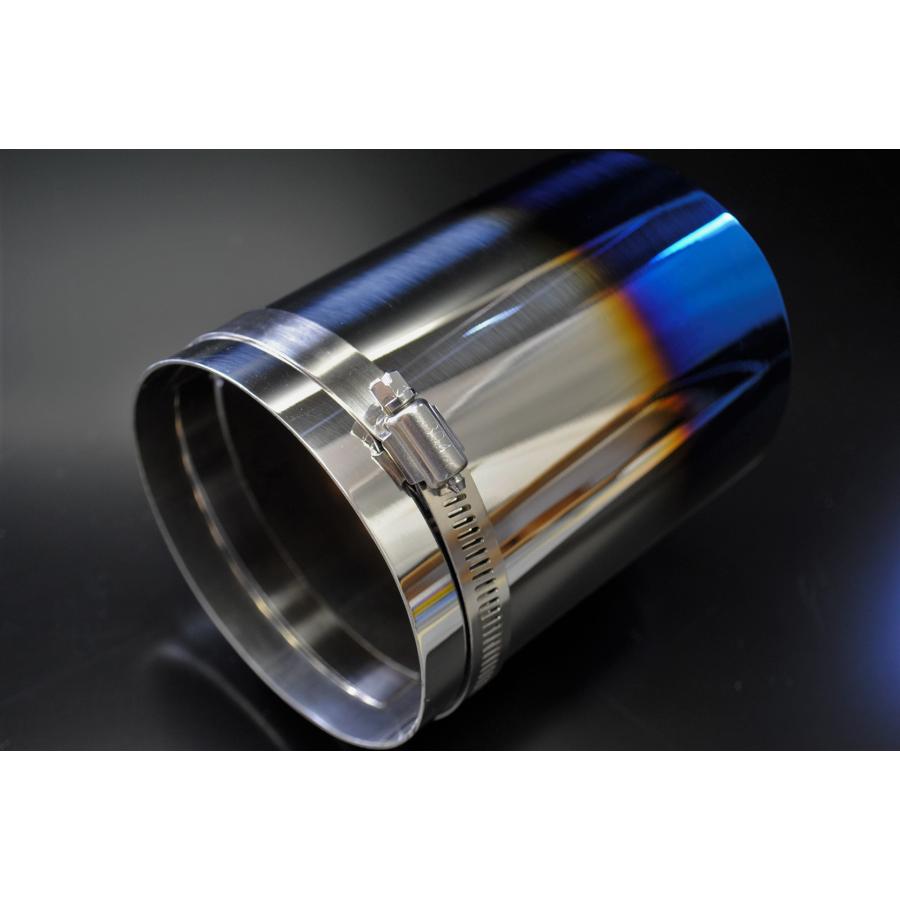 レヴォーグ VN テーパーマフラーカッター 100mm ブルー 焼色 2本 鏡面