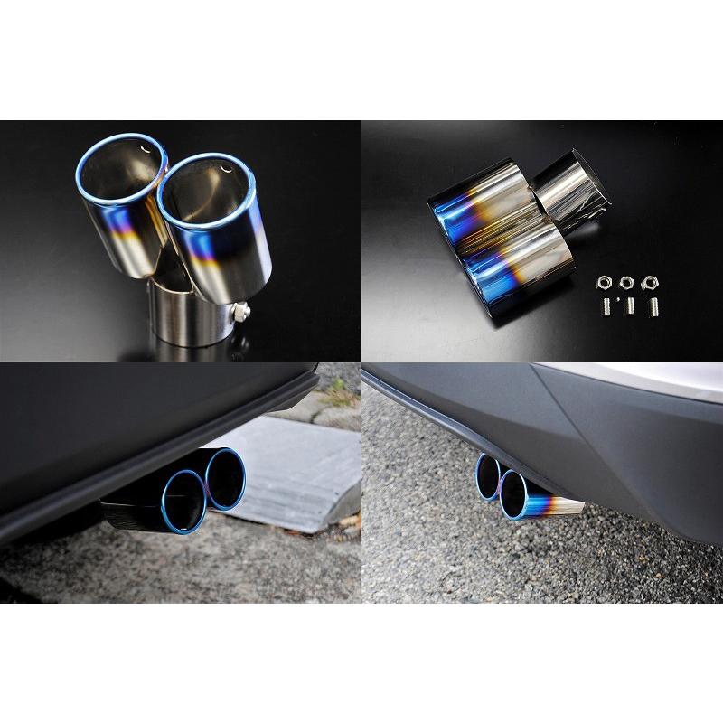 トヨタ C-HR マフラーカッター 60mm×2筒 ステンレス 鏡面 ブルー 1本