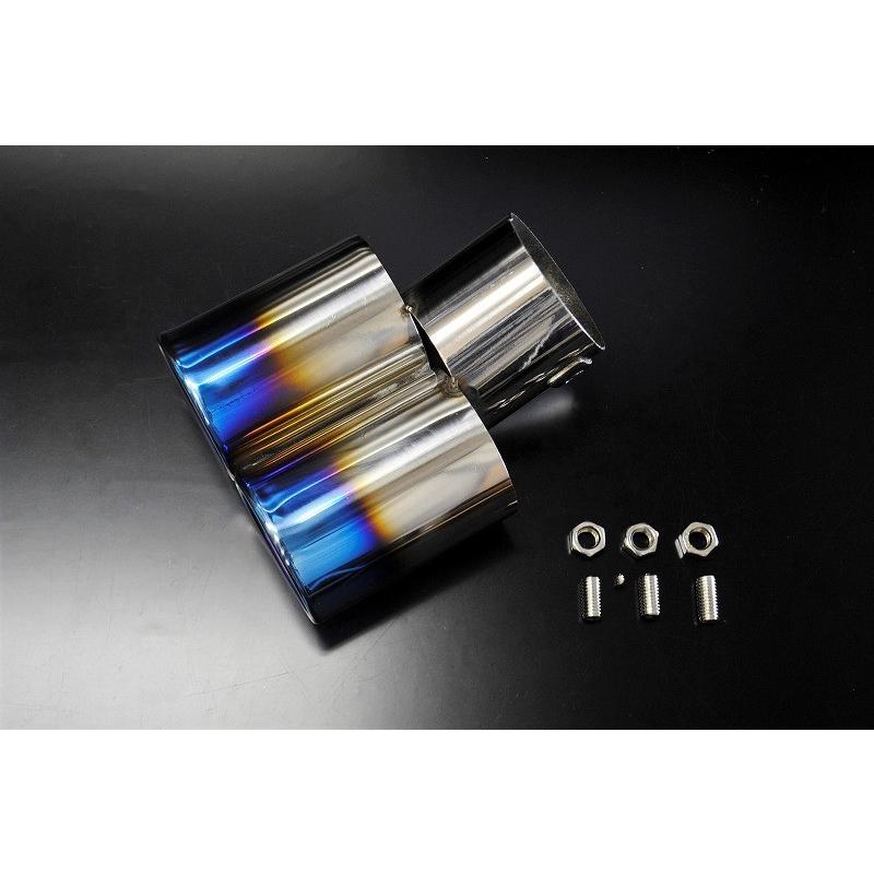 トヨタ C-HR マフラーカッター 60mm×2筒 ステンレス 鏡面 ブルー 1本