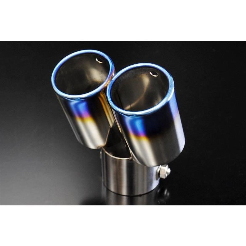 トヨタ C-HR マフラーカッター 60mm×2筒 ステンレス 鏡面 ブルー 1本
