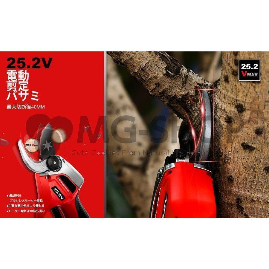 ★11時間以内発送★美品 電動剪定鋏 両刃可動 25.2V コードレス 充電式剪定ばさみ ブラシレスモーター搭載 園芸剪定用具 刃の開きを任意調整可 庭木 果樹 切断径40mm 【AAA7905660856】(28500円)
