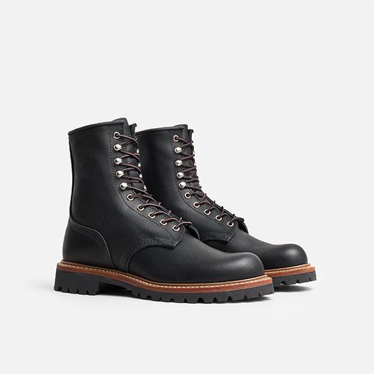 【メンズ】RED WING / レッドウィング　RW45010D 8inch LOGGER NON-STEEL TOE　BLACK 8インチ ロガー (ノン・スティールトゥ)　ブラック「オイルスリック」の画像