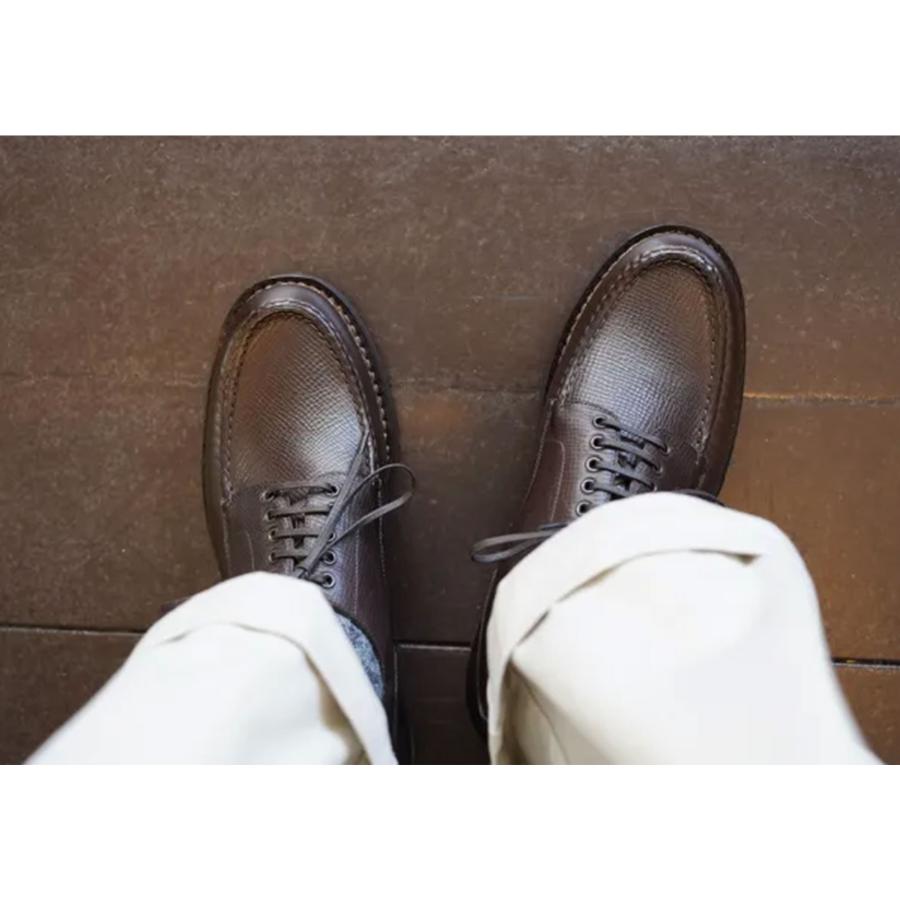 【メンズ】F.LLI Giacometti / フラテッリ ジャコメッティ FG201 エプロンフロントダービー　ノルヴェジェーゼ　UTAH CALF EBENE ユタカーフ　ダークブラウンの画像