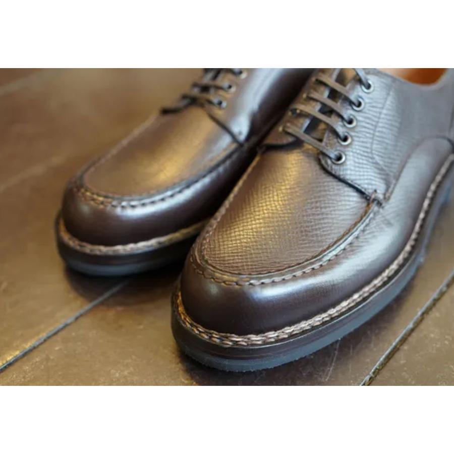 【メンズ】F.LLI Giacometti / フラテッリ ジャコメッティ FG201 エプロンフロントダービー　ノルヴェジェーゼ　UTAH CALF EBENE ユタカーフ　ダークブラウンの画像