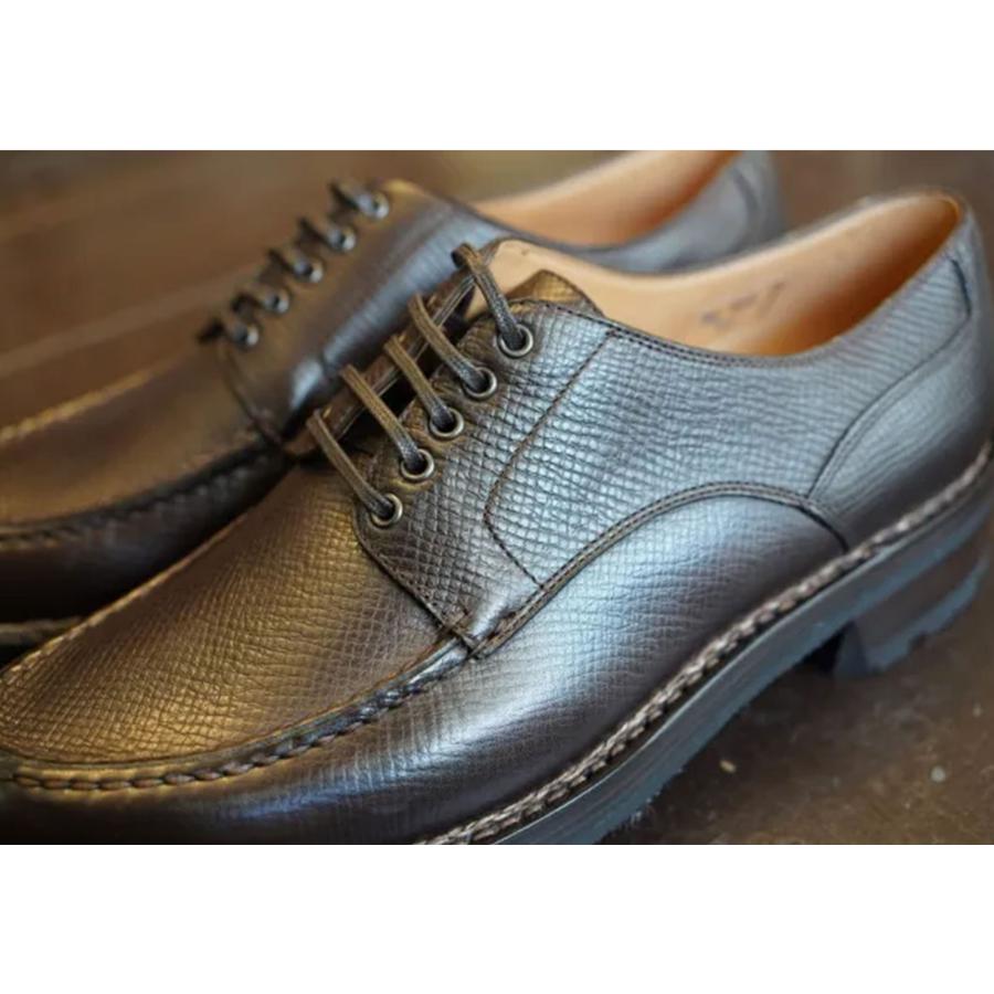 【メンズ】F.LLI Giacometti / フラテッリ ジャコメッティ FG201 エプロンフロントダービー　ノルヴェジェーゼ　UTAH CALF EBENE ユタカーフ　ダークブラウンの画像