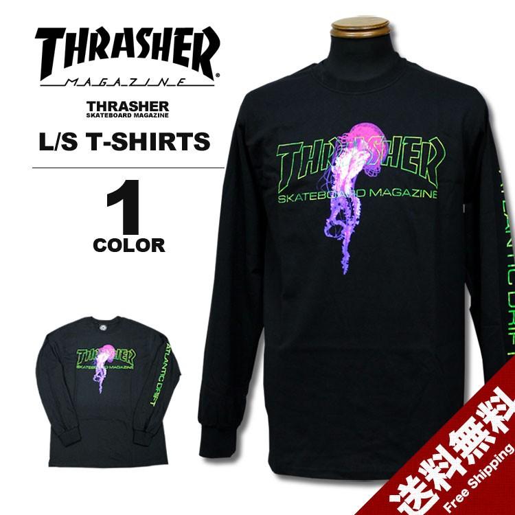 スラッシャー THRASHER ロンT ATLANTIC DRIFT L/S T-SHIRTS ロングTシャツ メンズ レディース プリント ブラック 黒 S-XL｜rifflepage