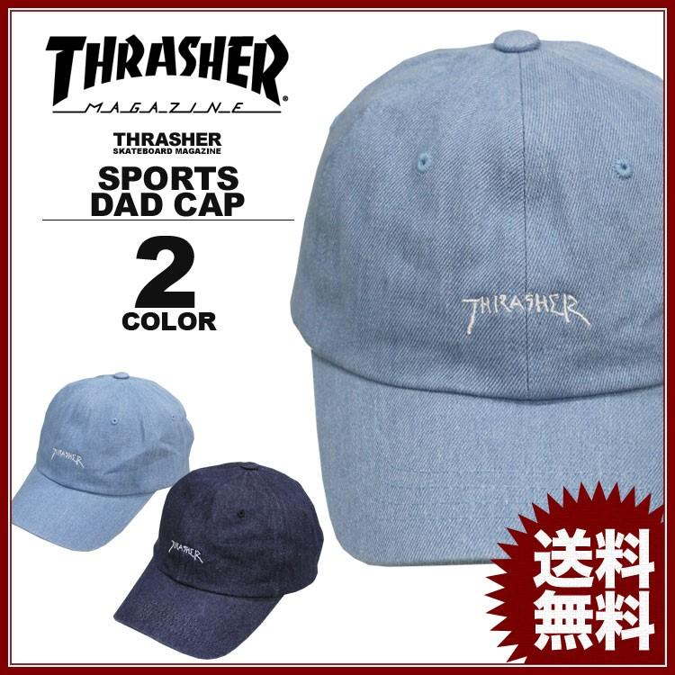 スラッシャー THRASHER GONZ MAG DENIM SPORTS CAP Dad HAT キャップ 帽子 デニム インディゴ サックス カーブキャップ ローキャップ メンズ レディース｜rifflepage