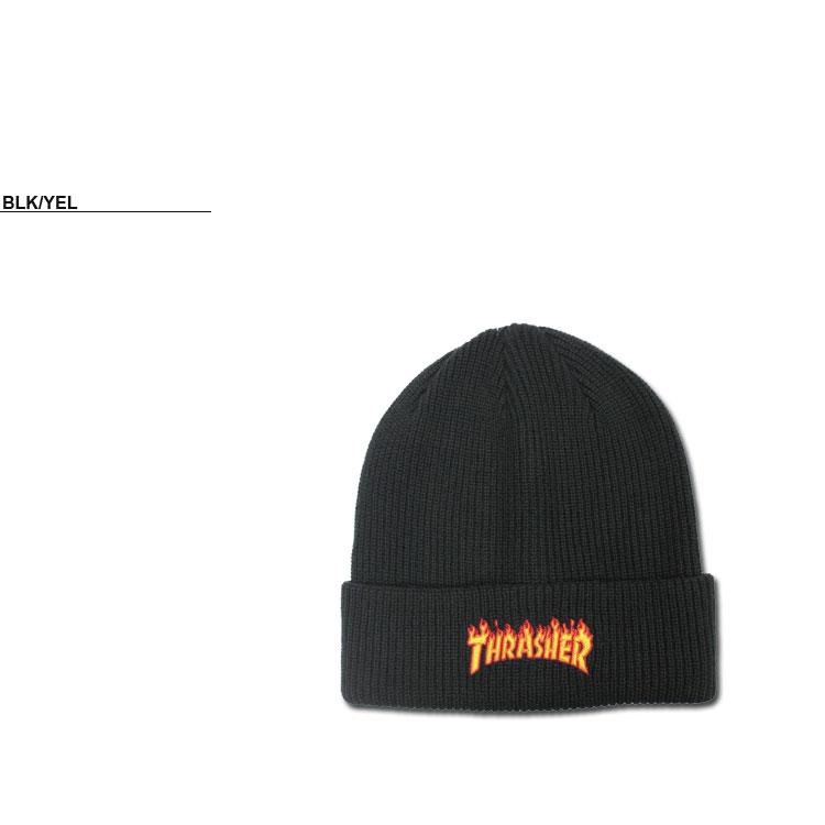 THRASHER（スラッシャー） ビーニー ニット帽 THRASHER FLAME LOGO RIB