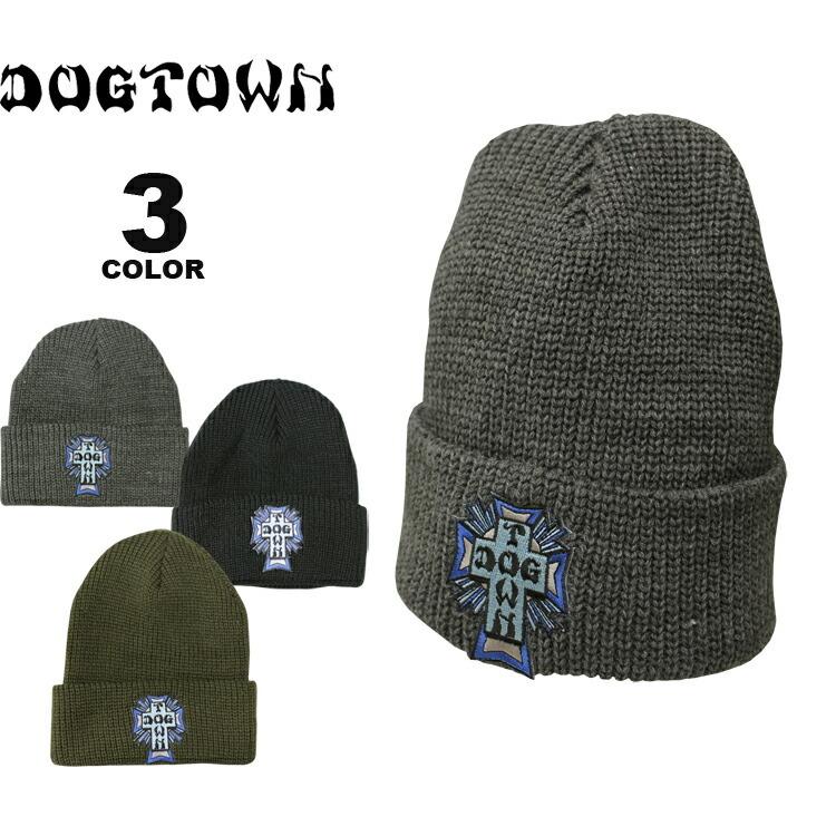 YARN ニット帽 ブルークロスモチーフ ドッグタウン ビーニー ニット帽 キャップ DOGTOWN BLUE CROSS