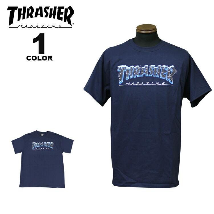 SALE スラッシャー Tシャツ THRASHER BLACK ICE S/S T-SHIRTS 半袖 TEE インポート メンズ レディース ユニセックス ネイビー S-XL(公式） アウトレット｜rifflepage