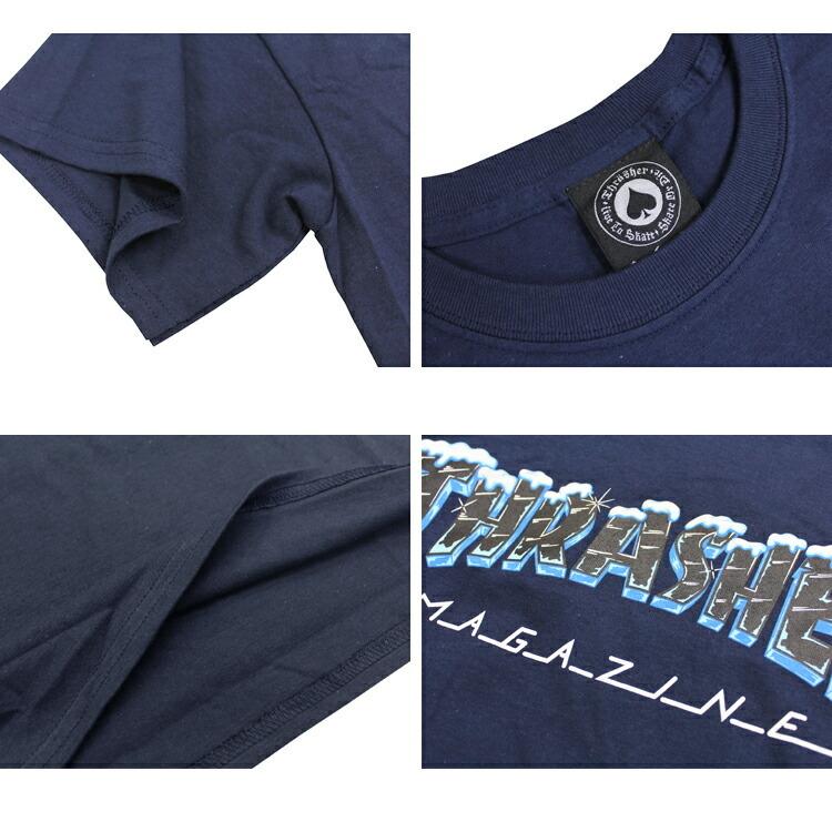 SALE スラッシャー Tシャツ THRASHER BLACK ICE S/S T-SHIRTS 半袖 TEE インポート メンズ レディース ユニセックス ネイビー S-XL(公式） アウトレット｜rifflepage｜03