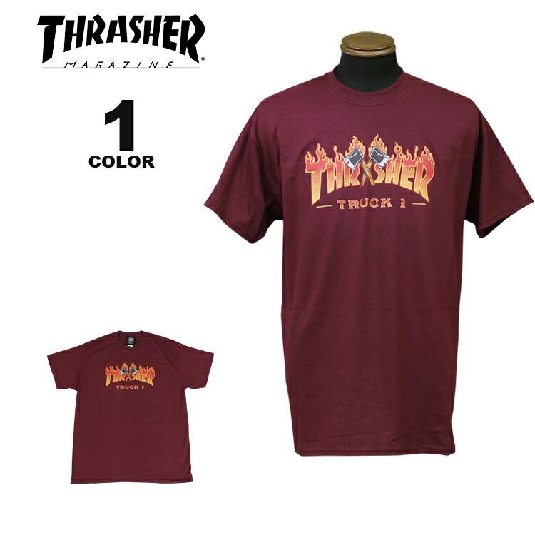 SALE (公式） スラッシャー Tシャツ THRASHER TRUCK 1 S/S T-SHIRTS 半袖 TEE インポート メンズ レディース ユニセックス マルーン ワインレッド M-XL｜rifflepage