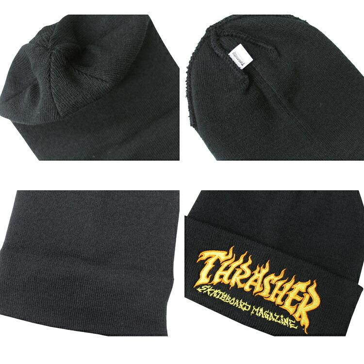 (公式） スラッシャー ビーニー ニット帽 THRASHER FIRE LOGO KNIT BEANIE CAP ニットキャップ メンズ レディース ユニセックス ブラック 黒｜rifflepage｜03