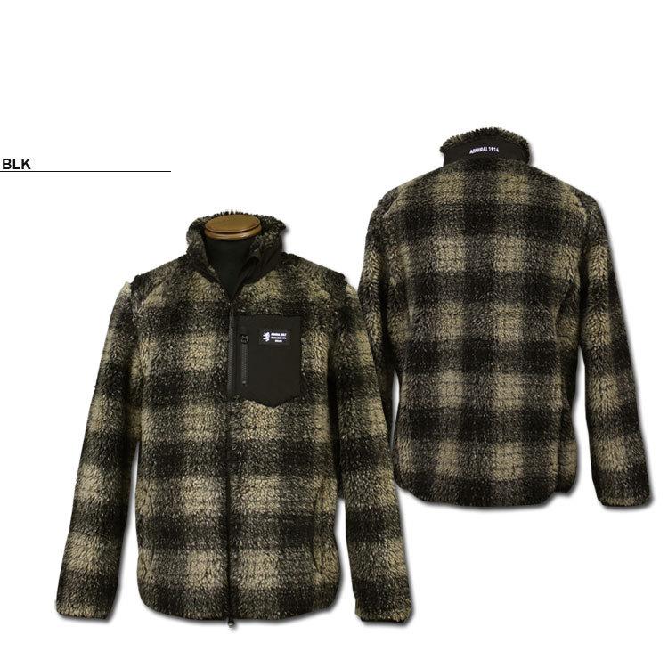 SALE アドミラル ゴルフ ジャケット Admiral GOLF CHECK BOA JACKET ボアフリース アウター 上着 全2色 M-LL メンズ アウトレット｜rifflepage｜02