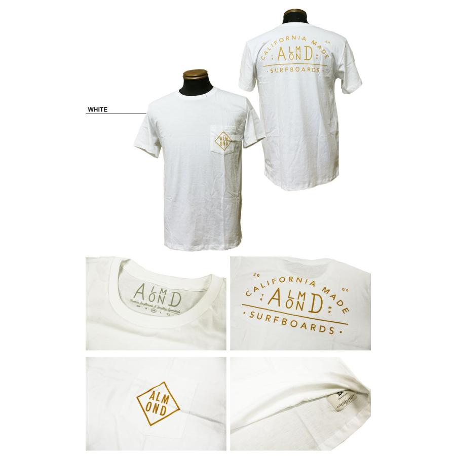 【SALE】 アーモンドサーフボードデザイン Almond Surfboards ＆ Design CALIFORNIA DIAMOND POCKET T-SHIRTS 半袖 Tシャツ ポケTEE ホワイト 白 メンズ｜rifflepage｜02