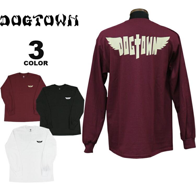 SALE (公式）ドッグタウン Tシャツ ロンT DOGTOWN WING L/S T-SHIRTS 長袖 TEE メンズ レディース ユニセックス バックプリント 全3色 M-XL｜rifflepage