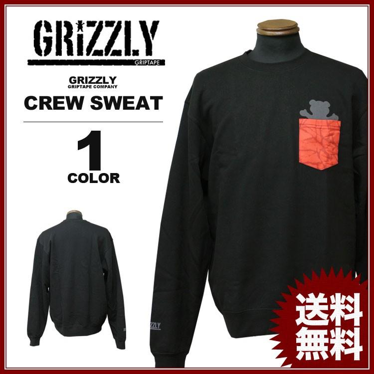 SALE グリズリー GRIZZLY クルースエット トレーナー CEMENT POCKET CREW SWEAT メンズ ブラック 黒 アウトレット｜rifflepage