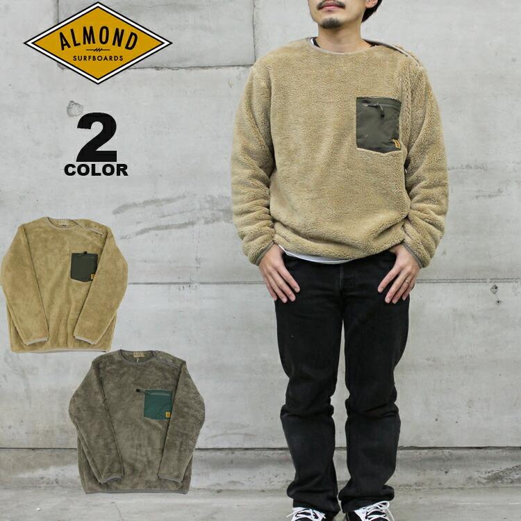 SALE アーモンド サーフボードデザイン フリース Almond Surfboards ＆ Design MICRO FLEECE CREW PULLOVER クルー メンズ レディース ユニセックス トップス｜rifflepage