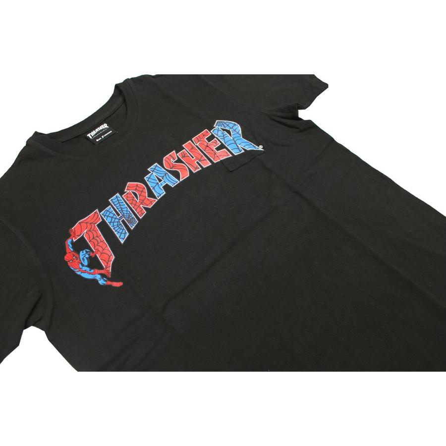 SALE スラッシャー THRASHER Tシャツ 半袖 ブラック グレー ホワイト メンズ JACKSON MATISSE SPIDERMAN Pocket ジャクソンマティス×スパイダーマン コラボ｜rifflepage｜03