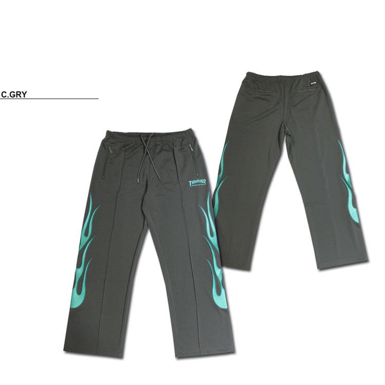 スラッシャー フレイムジャージ セットアップ グレー＆グリーン M THRASHER（スラッシャー） SALE トラックパンツ THRASHER FLAME TRACK