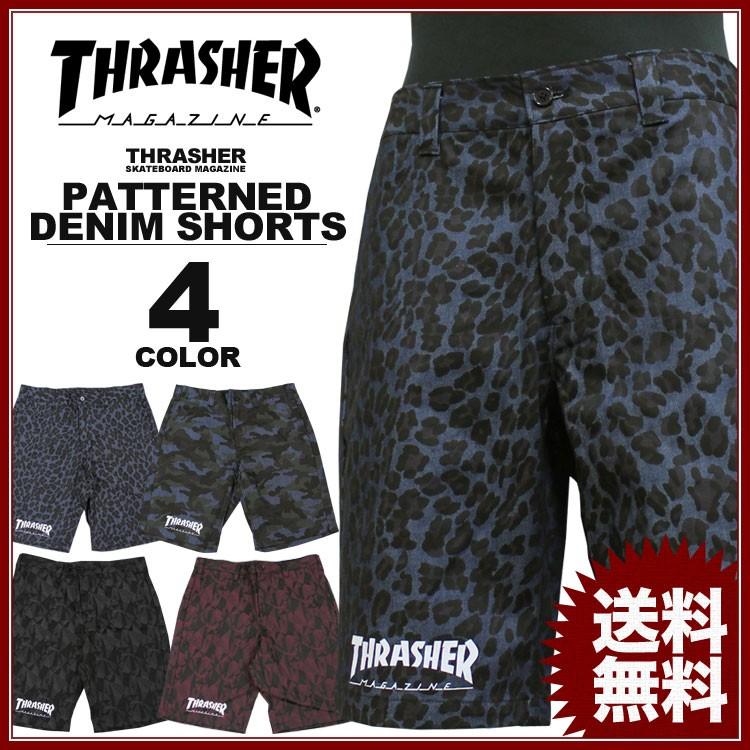 SALE スラッシャー THRASHER デニムショーツ ハーフパンツ 半ズボン レオパード カーモ ブラックダイヤモンド バーグダイヤモンド メンズ MAG DENIM SHORTS｜rifflepage