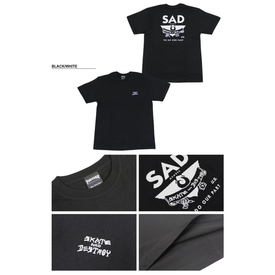 スラッシャー　SAD member SKATE and DESTROY Tシャツ THRASHER Tシャツ 半袖スラッシャー tシャツ Skate And Destroy