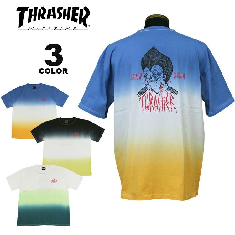 SALE (公式）スラッシャー Tシャツ THRASHER Bleed in Bleed SPACE DYE S/S T-SHIRTS プリントTEE 段染め プリント ビッグシルエット オーバーサイズ メンズ｜rifflepage