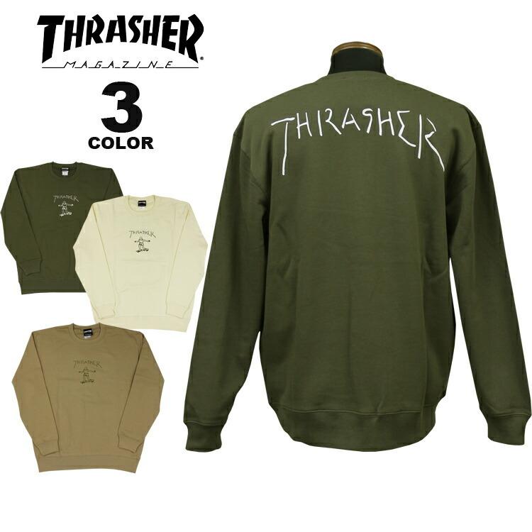 (公式） スラッシャー トレーナー THRASHER GONZ CREW SWEAT クルー スウェット マークゴンザレス ゴンズ メンズ レディース ユニセックス 裏毛 全3色 S-XXL｜rifflepage