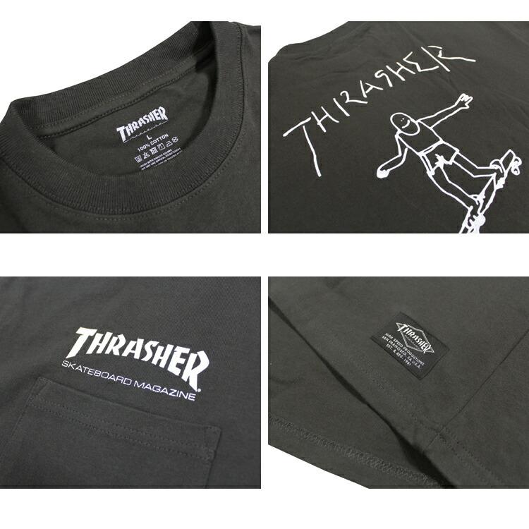 スラッシャー Tシャツ THRASHER GONZ ART Heavy Weight BIG SILHOUETTE POCKET S/S T-SHIRTS ヘビーウェイト TEE ビッグシルエット オーバーサイズ メンズ｜rifflepage｜03