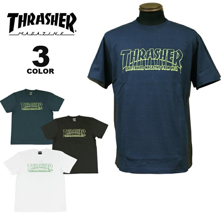 SALE (公式）スラッシャー Tシャツ THRASHER SKATEBOARD MAGAZINE FROM HELL S/S T-SHIRTS プリントTEE メンズ レディース ユニセックス 全3色 S-XL｜rifflepage