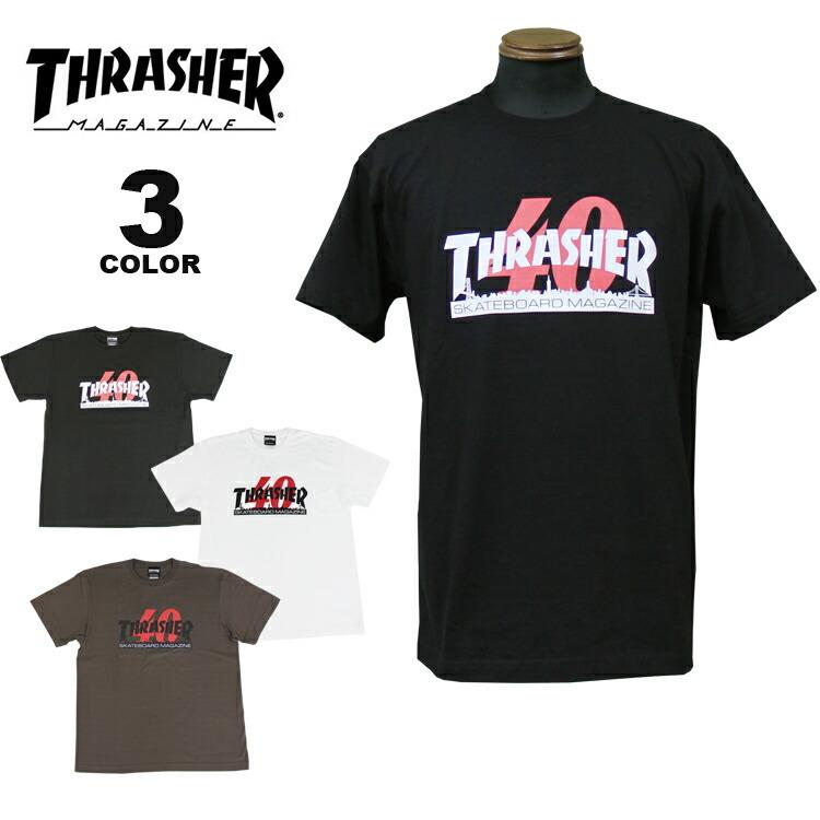 SALE (公式）スラッシャー Tシャツ THRASHER FORTY YEARS SF CITY S/S T-SHIRTS プリントTEE 40周年 メンズ レディース ユニセックス 全3色 S-XL｜rifflepage