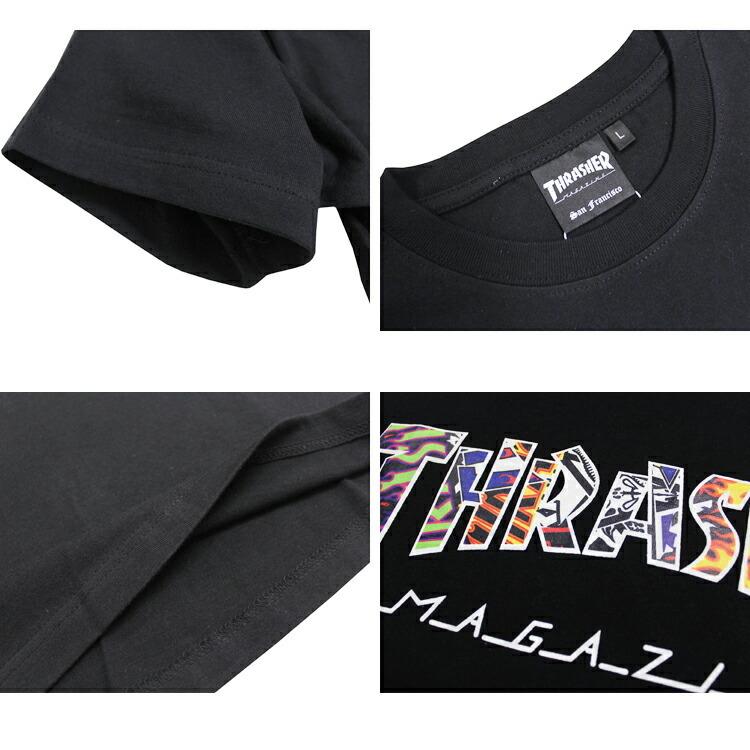 SALE (公式）スラッシャー Tシャツ THRASHER Sticker Allover HOMETOWN S/S T-SHIRTS 半袖 TEE プリント メンズ レディース ユニセックス 全2色 M-XXL｜rifflepage｜03