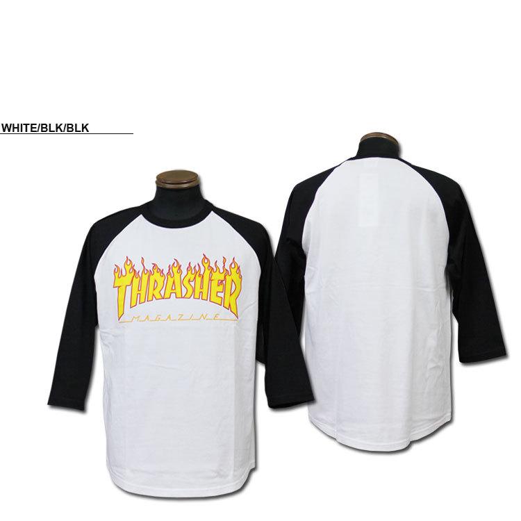 (公式） スラッシャー Tシャツ THRASHER FLAME LOGO 3/4 SLEEVE T-SHIRTS 七分袖 TEE ラグラン メンズ レディース S-XL｜rifflepage｜02