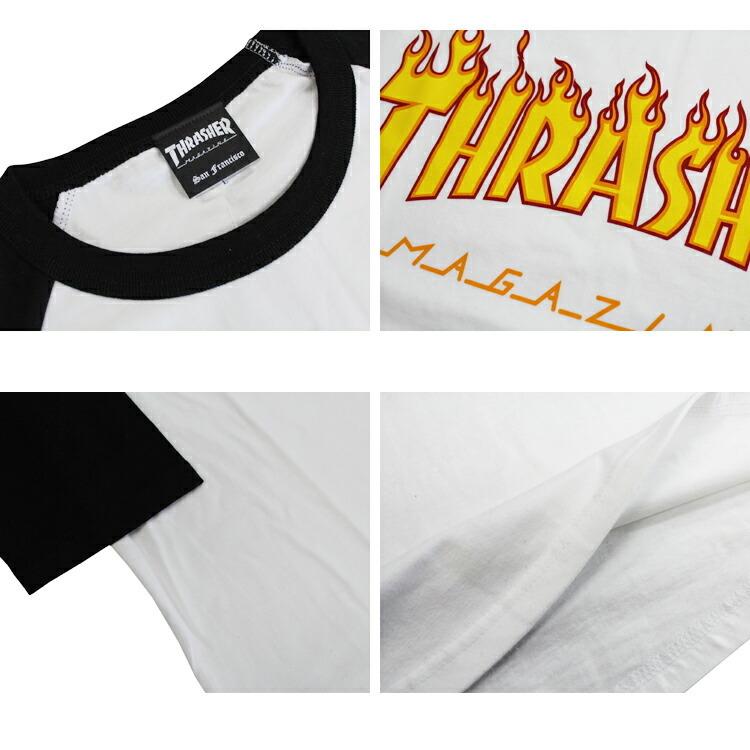 (公式） スラッシャー Tシャツ THRASHER FLAME LOGO 3/4 SLEEVE T-SHIRTS 七分袖 TEE ラグラン メンズ レディース S-XL｜rifflepage｜03