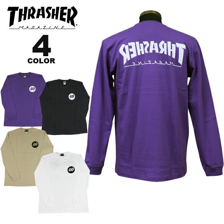 SALE (公式） スラッシャー Tシャツ ロンT THRASHER BACKWARD 40 L/S T-SHIRTS 長袖 TEE 40周年 プリント メンズ レディース ユニセックス 全4色 S-XL｜rifflepage