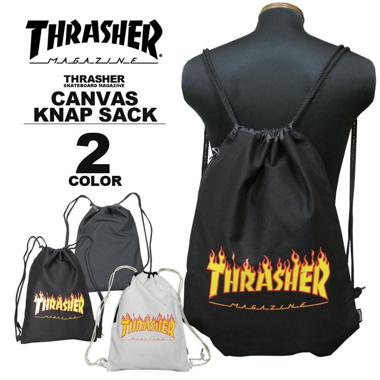 THRASHER（スラッシャー） ナップサック FLAME LOGO CANVAS KNAP SACK