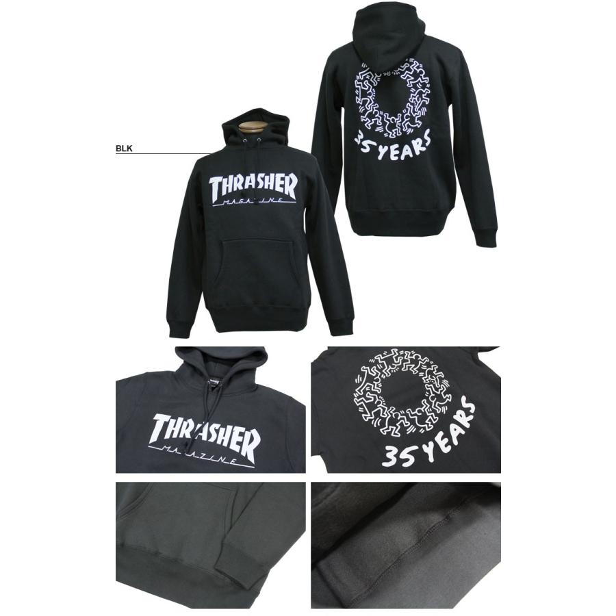 スラッシャー THRASHER スエット パーカ パーカー ブラック 黒 グレー ホワイト 白 メンズ Keith Haring 35YEARS SWEAT PARKA キースヘリング コラボ｜rifflepage｜02