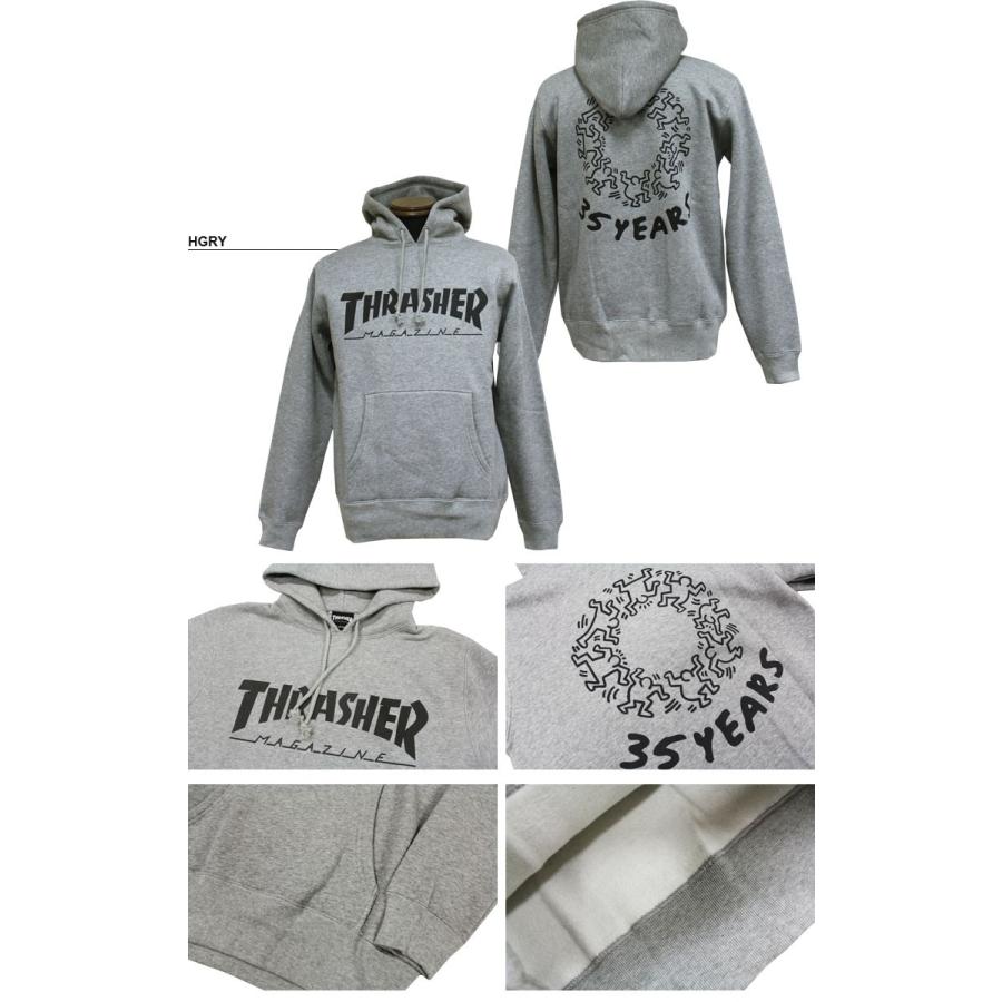 スラッシャー THRASHER スエット パーカ パーカー ブラック 黒 グレー ホワイト 白 メンズ Keith Haring 35YEARS SWEAT PARKA キースヘリング コラボ｜rifflepage｜03