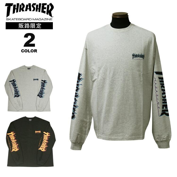 SALE アウトレット (取扱店限定） スラッシャー Tシャツ ロンティ THRASHER SP FLAME LOGO BIG SILHOUETTE L/S T-SHIRTS ビッグシルエット オーバーサイズ｜rifflepage｜02