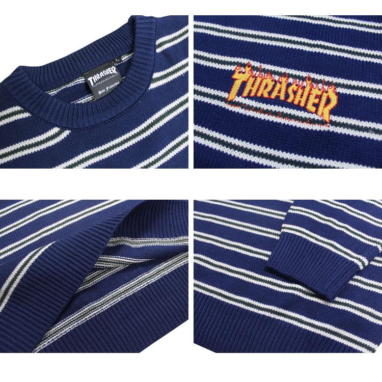 SALE (取扱店限定） スラッシャー クルーネック ニット THRASHER SP BORDER BIG SILHOUETTE CREW NECK KNIT セーター SWEATER ボーダー ビッグシルエット｜rifflepage｜07