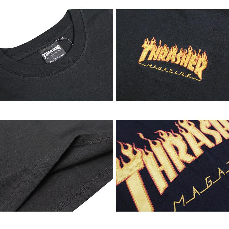 SALE アウトレット (取扱店限定）(公式）スラッシャー Tシャツ THRASHER FLAME BIG SILHOUETTE S/S T-SHIRTS サテン刺繍 TEE ビッグシルエット オーバーサイズ｜rifflepage｜10