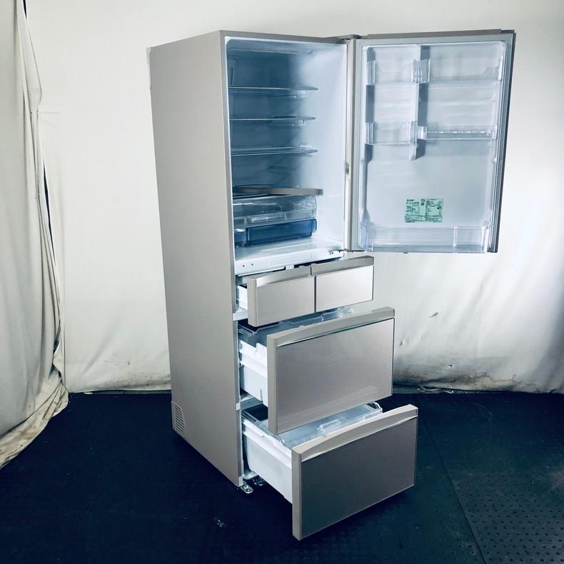 地域限定送料無料　超美品三菱2021　５ドア冷蔵庫　451L　MR-MB45G 三菱（MITSUBISHI） 冷蔵庫 中古 MITSUBISHI MR-MB45G-C 2021年製 5