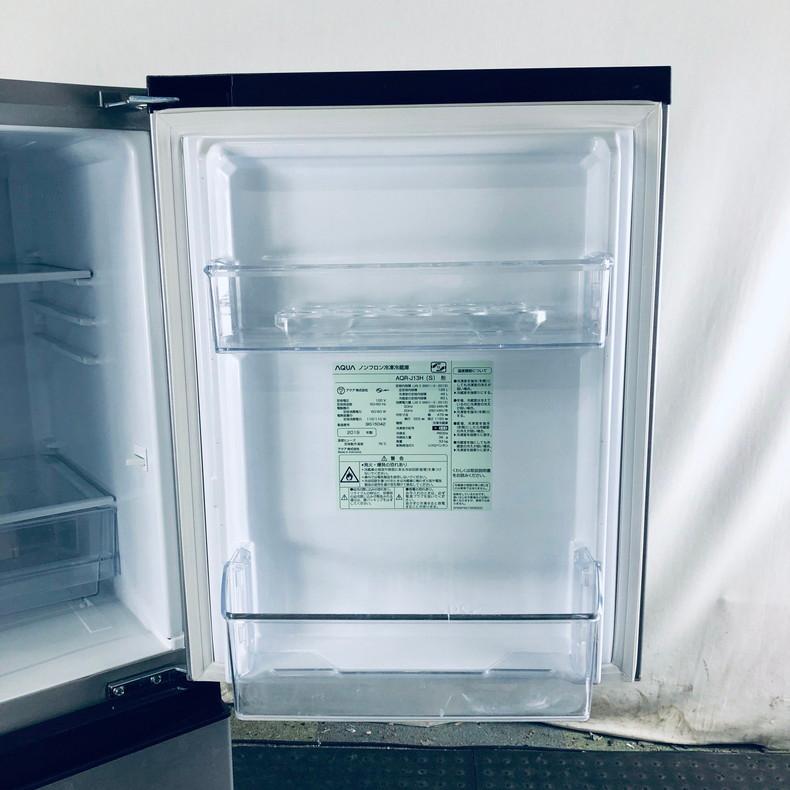 【中古】 アクア AQUA 冷蔵庫 一人暮らし 2019年製 2ドア 126L シルバー ファン式 右開き AQR-J13H(S)