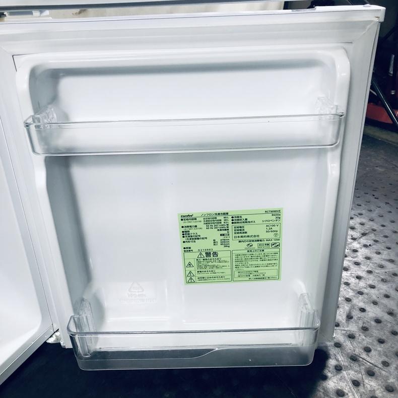 冷蔵庫 中古 comfee RCT90WH/E 2022年製 2ドア 90L ホワイト 直冷式 右