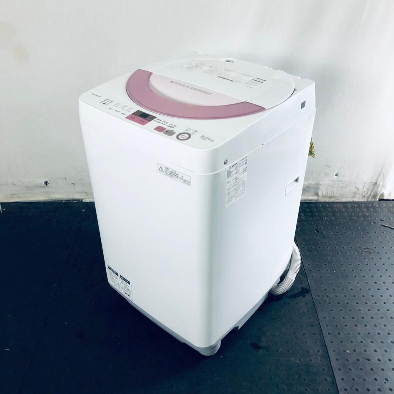 【中古】 シャープ SHARP 洗濯機 一人暮らし 2016年製 全自動洗濯機 6.0kg ピンク 送風 乾燥機能付き ES-GE6A-P