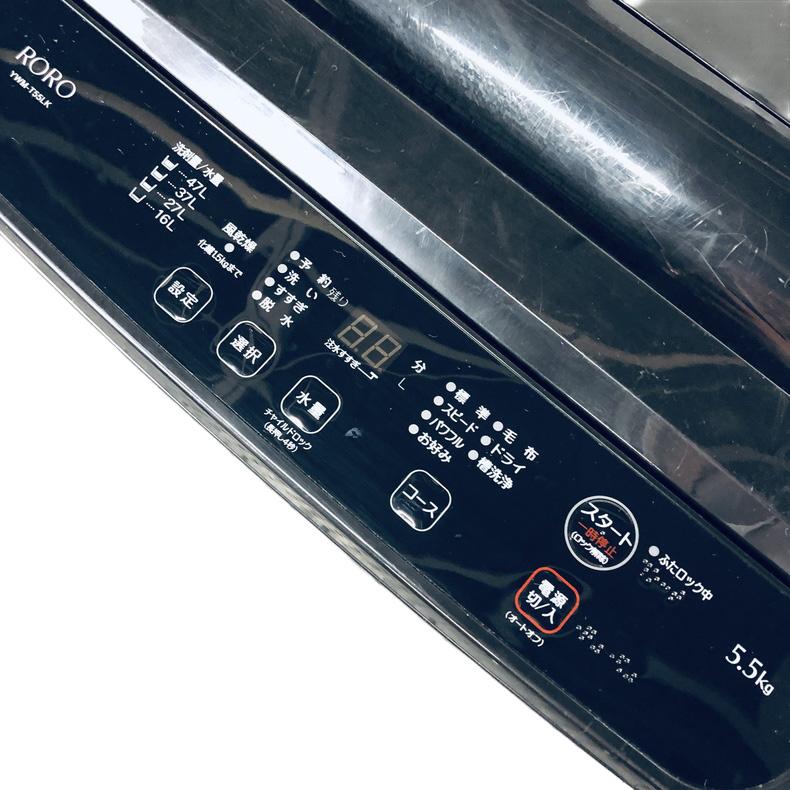 洗濯機 中古 RORO YWM-T55LK 2024年製 5.5kg ブラック 送風 乾燥機能